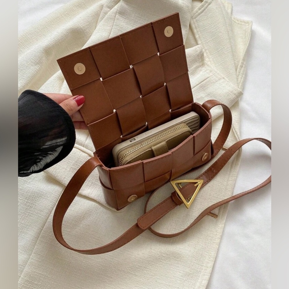 Brown pu leather crossbody - Picture 3 of 4